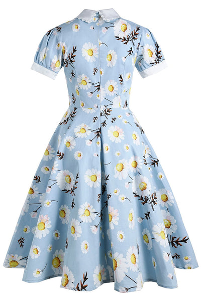 1950er Sommerkleid mit blauem Print