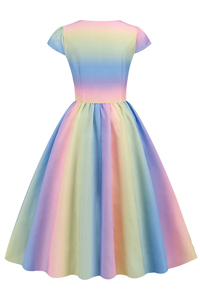Regenbogenkleid im Vintage-Stil der 50er Jahre