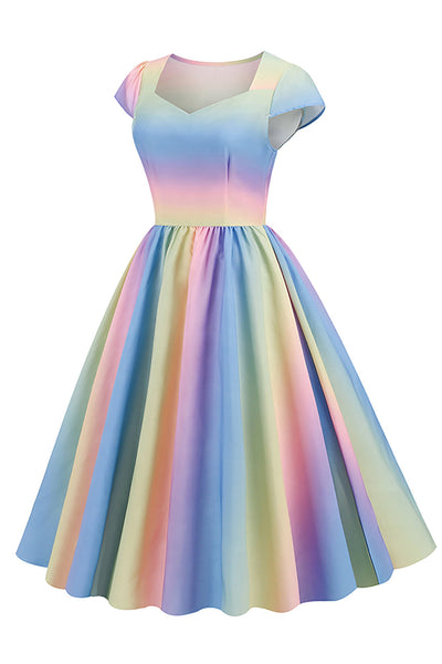 Regenbogenkleid im Vintage-Stil der 50er Jahre