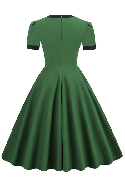 Vintage 1950er Jahre Grünes Kleid mit Schleife
