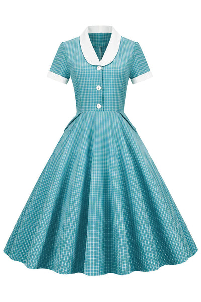 Vintage kariertes Schalkragenkleid