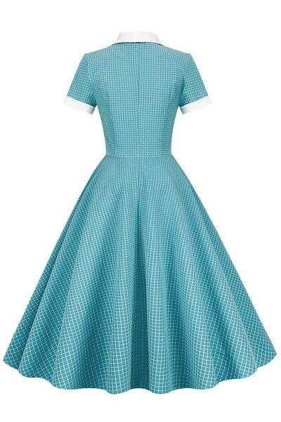 Vintage kariertes Schalkragenkleid