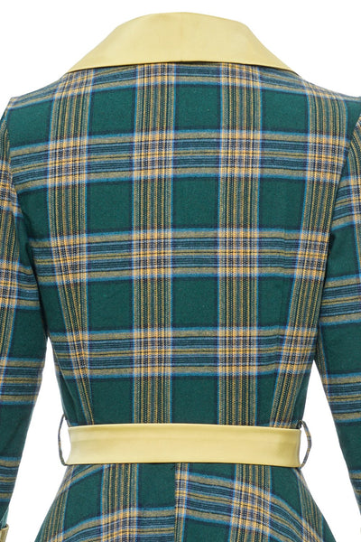 Herbstliches Vintage Grün Kariertes Kleid
