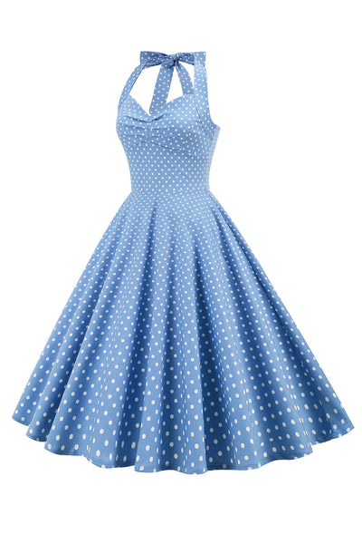 Rückenfreies Retro-Kleid mit Polka Dots für Damen