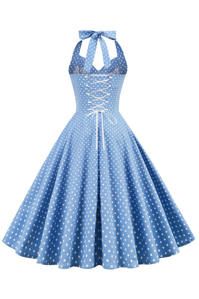 Rückenfreies Retro-Kleid mit Polka Dots für Damen