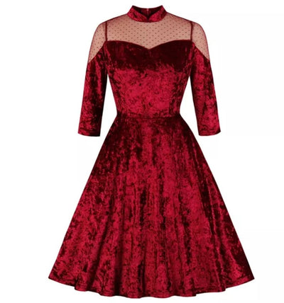 60er Jahre Vintage Burgunder Kleid