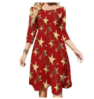 Rotes Vintage-Kleid im Stil der 70er Jahre für Damen