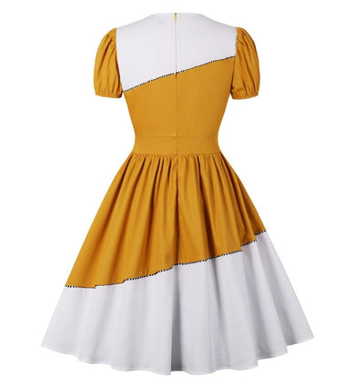 Hübsches gelb-weißes Kleid im Vintage-Design