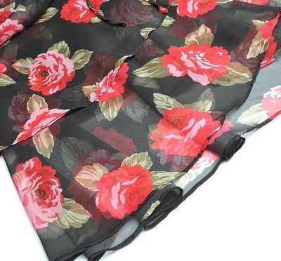 Schwarzes und rotes Kleid aus den 1940er Jahren