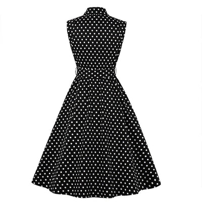 1950er Jahre American Vintage Schwarz Weiß Polka Dot Kleid