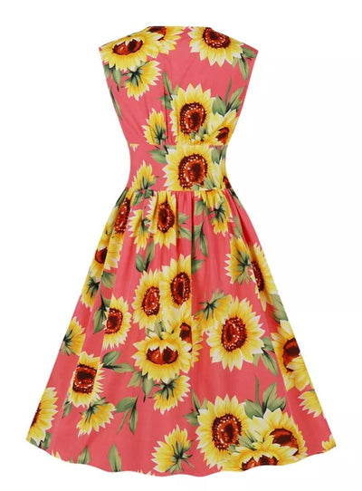 50er-Jahre-Pin-Up-Kleid mit wunderschönen Blumen