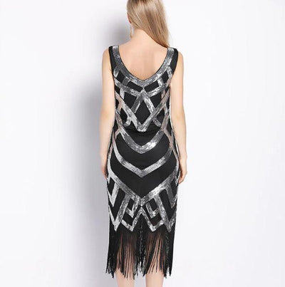 Vintage 1920er Jahre Kleid Schwarz Silber