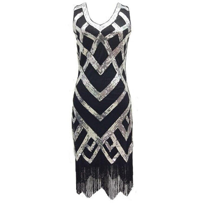 Vintage 1920er Jahre Kleid Schwarz Silber