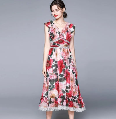 40er Jahre Rosa Kurzarmkleid