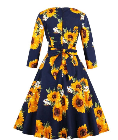 50er-Jahre-Langarmkleid