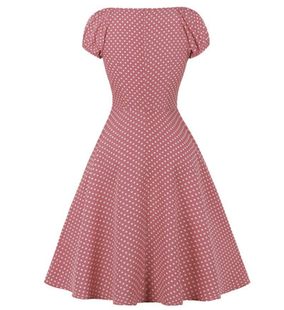 50er Jahre Rosa Polka Dot Kleid