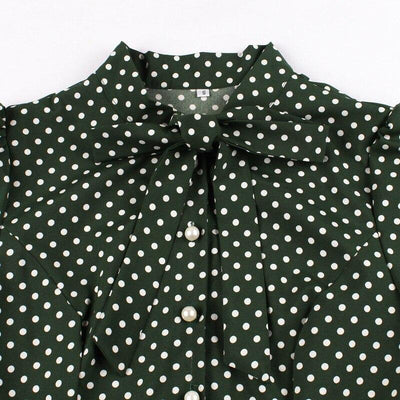 50er Jahre Vintage Grünes Polka Dot Kleid