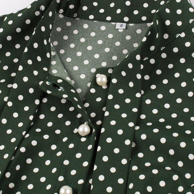 50er Jahre Vintage Grünes Polka Dot Kleid