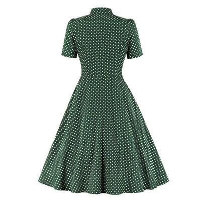 50er Jahre Vintage Grünes Polka Dot Kleid