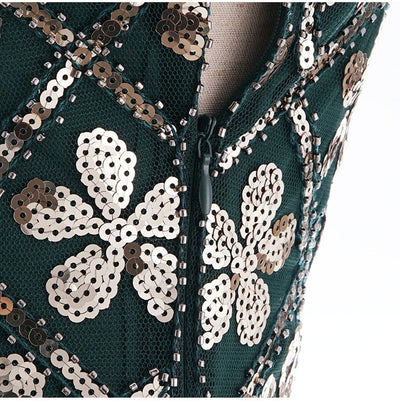 20er Jahre Charleston Kleid – Grün & Gold