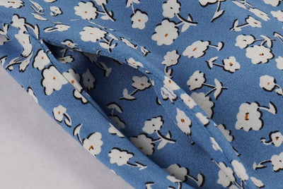 Vintage Flare Kleid Blau Weiße Blumen