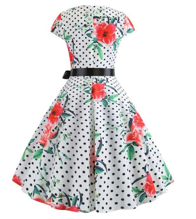 Mohnblumen-Vintage-Ausgestelltes Kleid