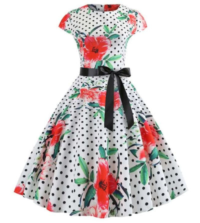 Mohnblumen-Vintage-Ausgestelltes Kleid
