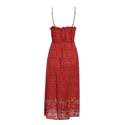 Vintage Rotes Blumenkleid