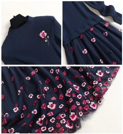 Vintage Marineblaues Spitzenhochzeitskleid