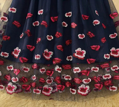 Vintage Marineblaues Spitzenhochzeitskleid