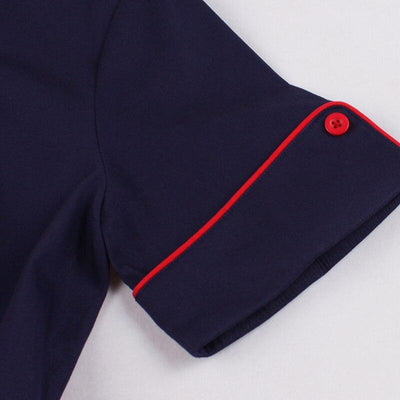 Marineblaues Rockabilly-Kleid