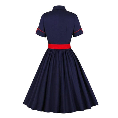 Marineblaues Rockabilly-Kleid