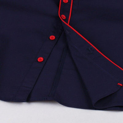 Marineblaues Rockabilly-Kleid