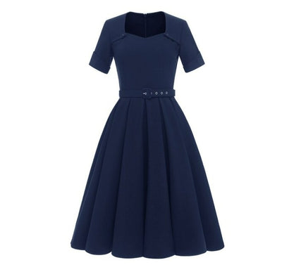 Marineblaues Vintage-Kleid im 50er-Jahre-Stil