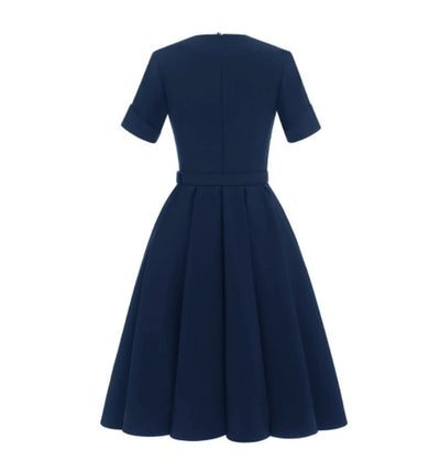Marineblaues Vintage-Kleid im 50er-Jahre-Stil