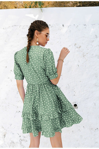 Vintage Polka Dot Grünes Kleid