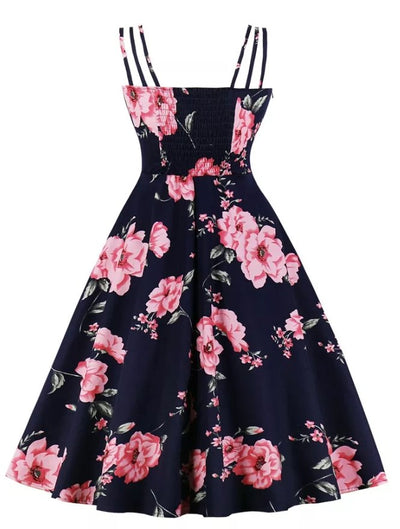 Vintage 1950er Jahre Kleid mit roten Rosen