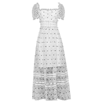 Vintage 40er Jahre Weißes Polka Dot Kleid