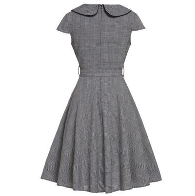 Vintage-Kleid 50 Grau mit kurzen Ärmeln