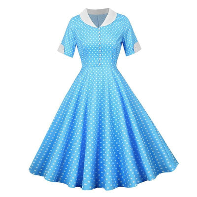 Vintage 50er Jahre Sky Polka Dot Kleid