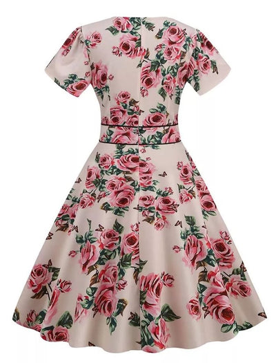 Vintage 60er Jahre Kleid Beige Blumen