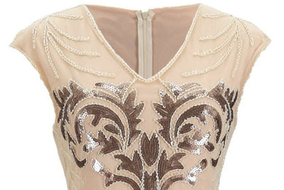 Vintage 1920er Retro-Kleid Beige