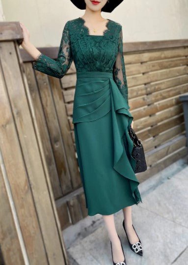 Vintage 40er Jahre Designerkleid Grün