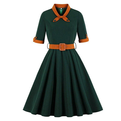 Herbst Vintage Kleid Grün