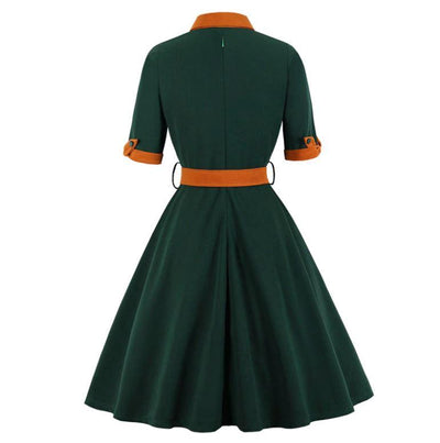Herbst Vintage Kleid Grün