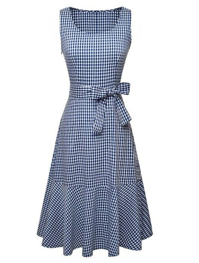 Vintage blau kariertes Kleid