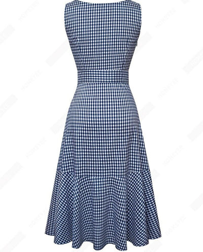 Vintage blau kariertes Kleid