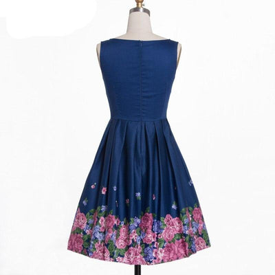 Vintage Blaues Faltenkleid