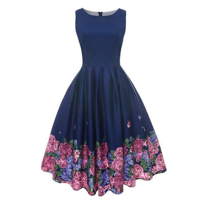 Vintage Blaues Faltenkleid