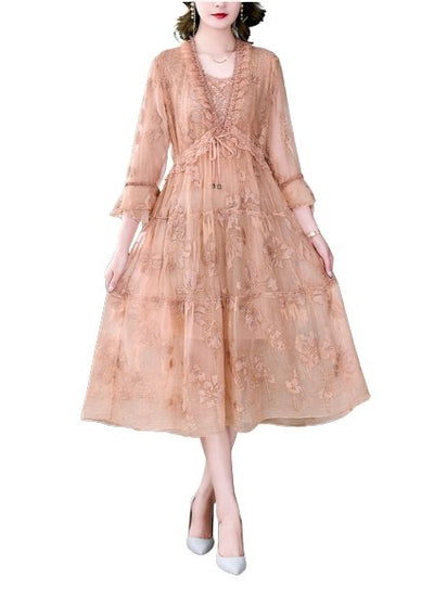 Vintage-Kleid mit Blumenstickerei